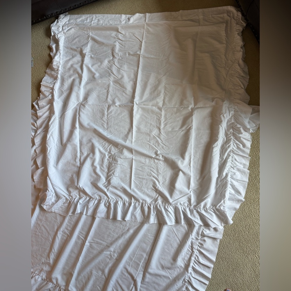 White Ruffle Window Curtain Panel Set - Brand - Picture 2 of 10